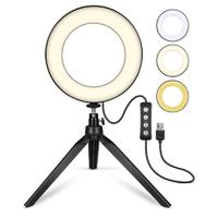 مصباح حلقي LED للصور الذاتية بحجم 6 بوصة مع حامل ثلاثي القوائم