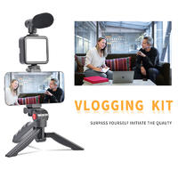 منتج جديد للهاتف الذكي فيديو LED ملء ضوء ترايبود ستوديو ميكروفون Vlogging عدة