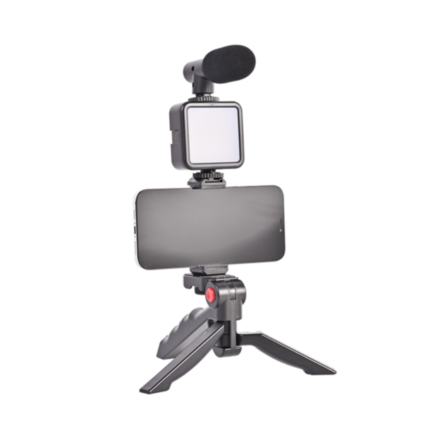 منتج جديد للهاتف الذكي فيديو LED ملء ضوء ترايبود ستوديو ميكروفون Vlogging عدة